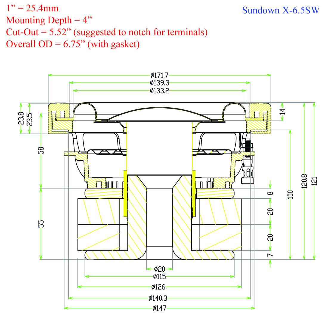 Lord Of Bass 6 X 2 Inch Linear Roll Subwoofer Spider With Leads - XHDZ140
